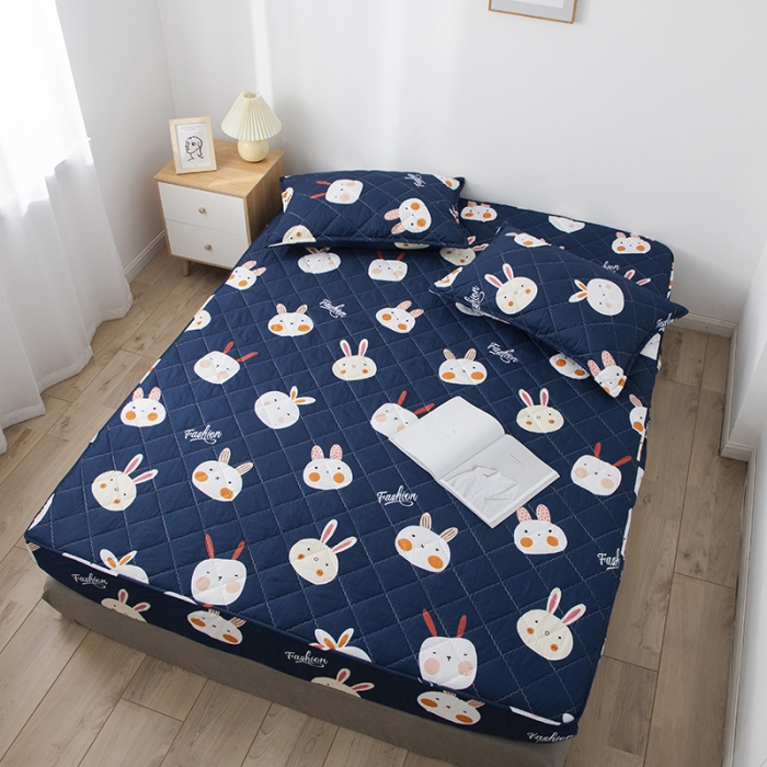 91家纺网 家纺一手货源 找家纺 小米笠 2021新款亲肤磨毛夹棉床笠 萌萌小兔