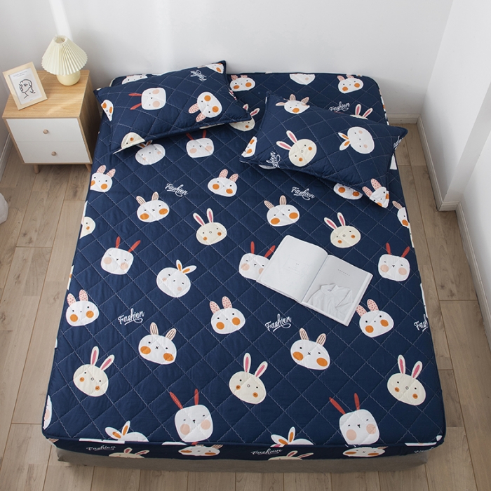 91家纺网 家纺一手货源 找家纺 小米笠 2021新款亲肤磨毛夹棉床笠 萌萌小兔