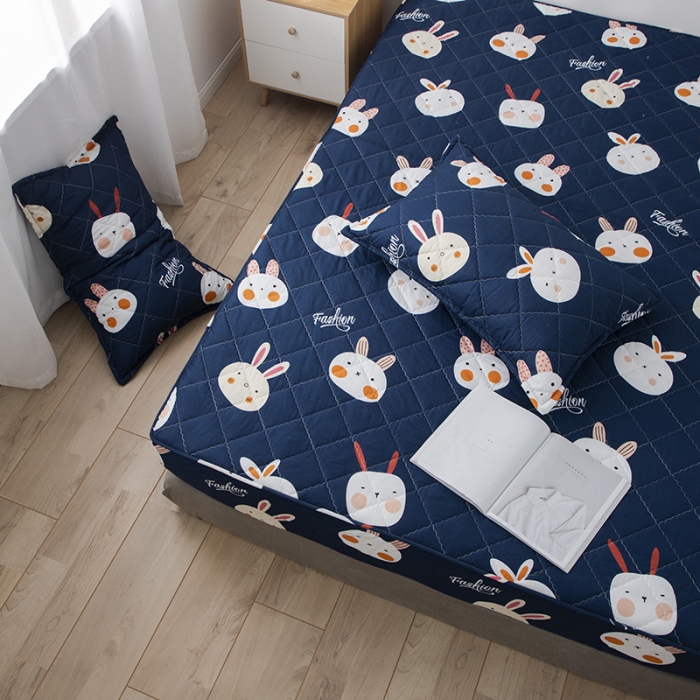 91家纺网 家纺一手货源 找家纺 小米笠 2021新款亲肤磨毛夹棉床笠 萌萌小兔