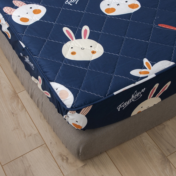 91家纺网 家纺一手货源 找家纺 小米笠 2021新款亲肤磨毛夹棉床笠 萌萌小兔