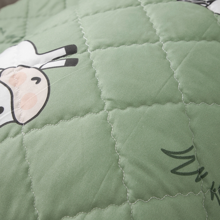 91家纺网 家纺一手货源 找家纺 小米笠 2021新款亲肤磨毛夹棉床笠 青青奶牛