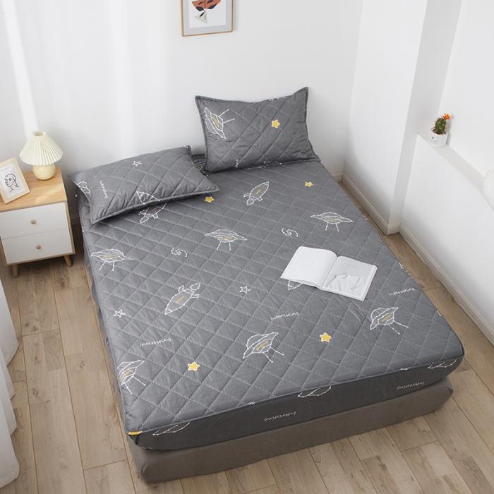 91家纺网 家纺一手货源 找家纺 小米笠 2021新款亲肤磨毛夹棉床笠 太空之旅