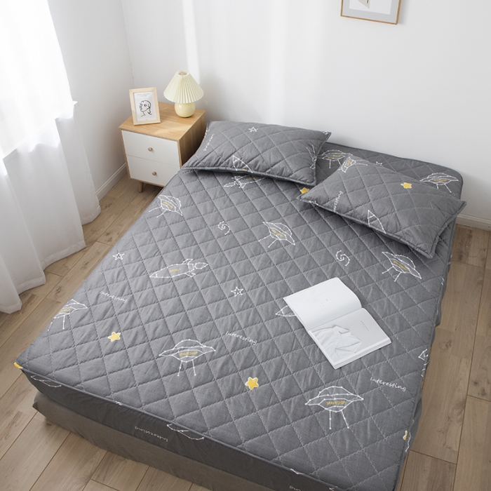 91家纺网 家纺一手货源 找家纺 小米笠 2021新款亲肤磨毛夹棉床笠 太空之旅