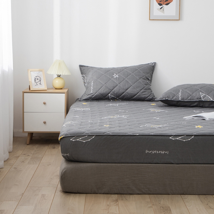 91家纺网 家纺一手货源 找家纺 小米笠 2021新款亲肤磨毛夹棉床笠 太空之旅