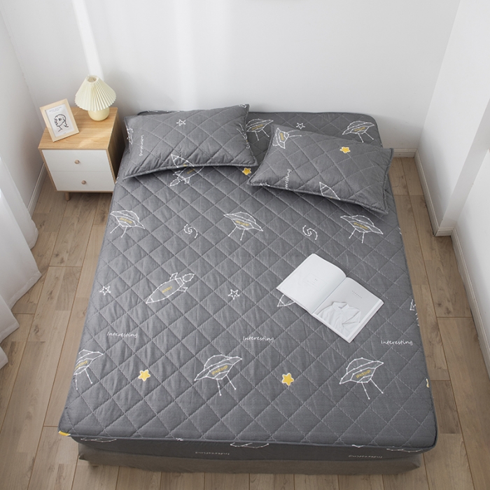 91家纺网 家纺一手货源 找家纺 小米笠 2021新款亲肤磨毛夹棉床笠 太空之旅