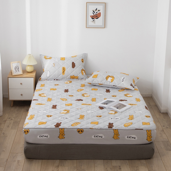 91家纺网 家纺一手货源 找家纺 小米笠 2021新款亲肤磨毛夹棉床笠 甜心饼干