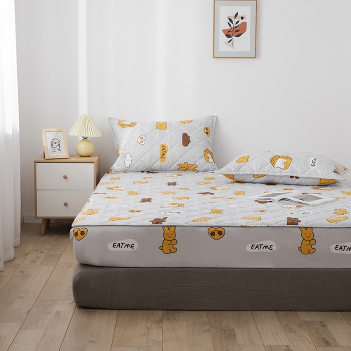 91家纺网 家纺一手货源 找家纺 小米笠 2021新款亲肤磨毛夹棉床笠 甜心饼干