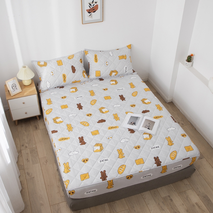 91家纺网 家纺一手货源 找家纺 小米笠 2021新款亲肤磨毛夹棉床笠 甜心饼干