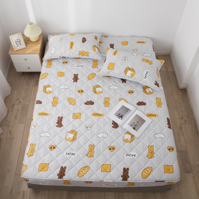 91家纺网 家纺一手货源 找家纺 小米笠 2021新款亲肤磨毛夹棉床笠 甜心饼干