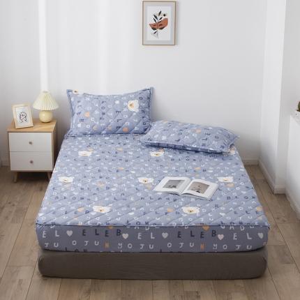 小米笠 2021新款亲肤磨毛夹棉床笠 字母小熊