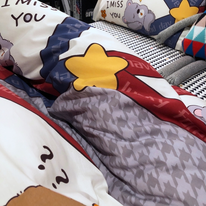 91家纺网 家纺一手货源 找家纺 HL原创 2021新款INS风四件套 花花熊