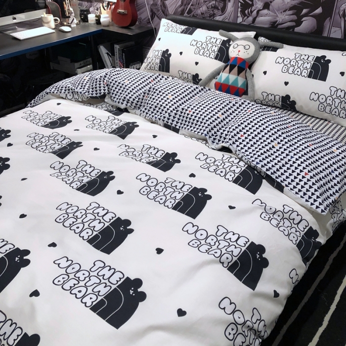 91家纺网 家纺一手货源 找家纺 HL原创 2021新款INS风四件套 卡拉熊