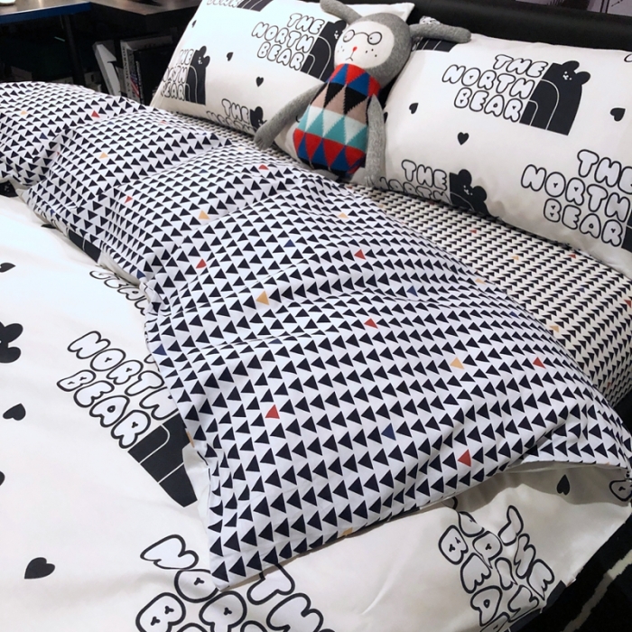 91家纺网 家纺一手货源 找家纺 HL原创 2021新款INS风四件套 卡拉熊