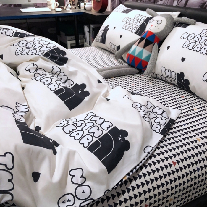 91家纺网 家纺一手货源 找家纺 HL原创 2021新款INS风四件套 卡拉熊