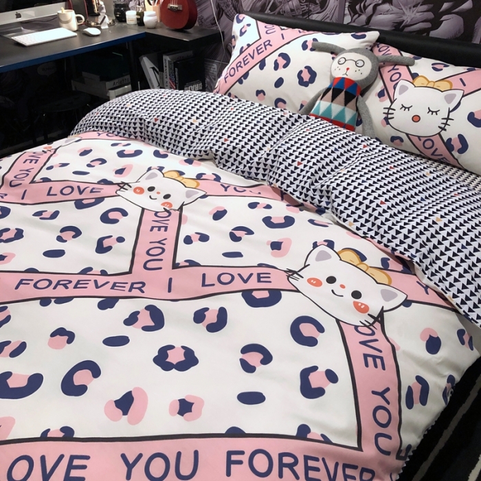 91家纺网 家纺一手货源 找家纺 HL原创 2021新款INS风四件套 凯丽猫咪