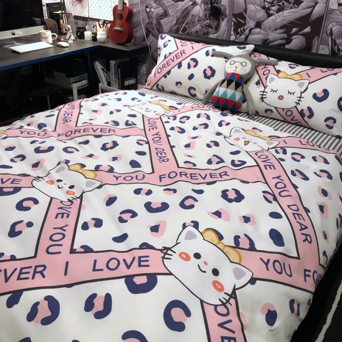 91家纺网 家纺一手货源 找家纺 HL原创 2021新款INS风四件套 凯丽猫咪