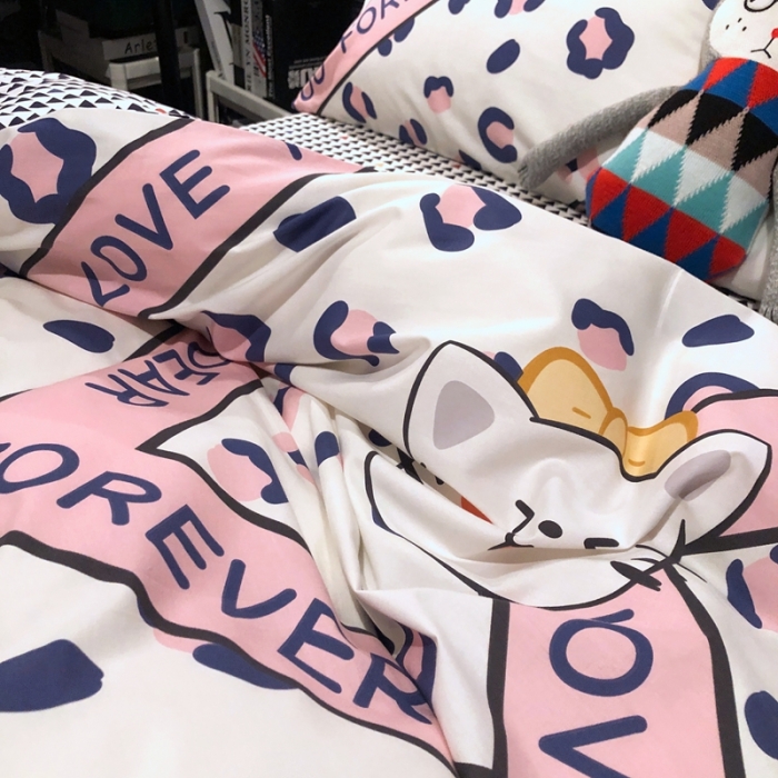 91家纺网 家纺一手货源 找家纺 HL原创 2021新款INS风四件套 凯丽猫咪