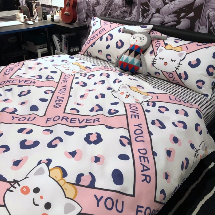 91家纺网 家纺一手货源 找家纺 HL原创 2021新款INS风四件套 凯丽猫咪