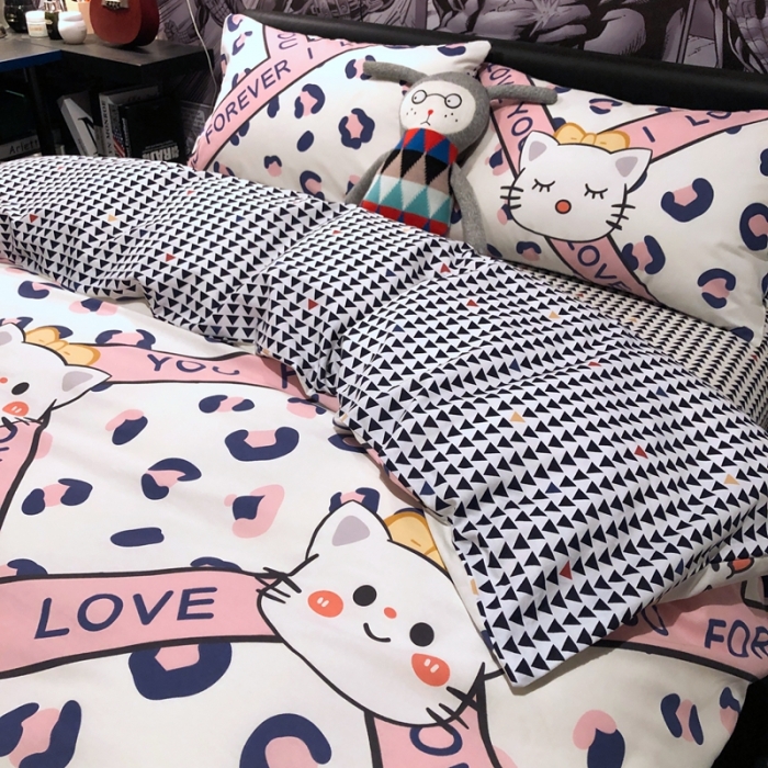 91家纺网 家纺一手货源 找家纺 HL原创 2021新款INS风四件套 凯丽猫咪