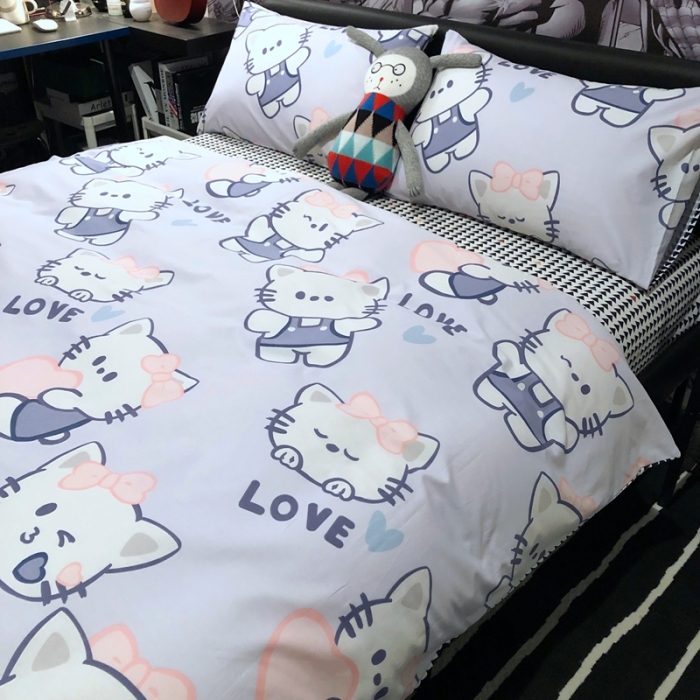 91家纺网 家纺一手货源 找家纺 HL原创 2021新款INS风四件套 可爱猫