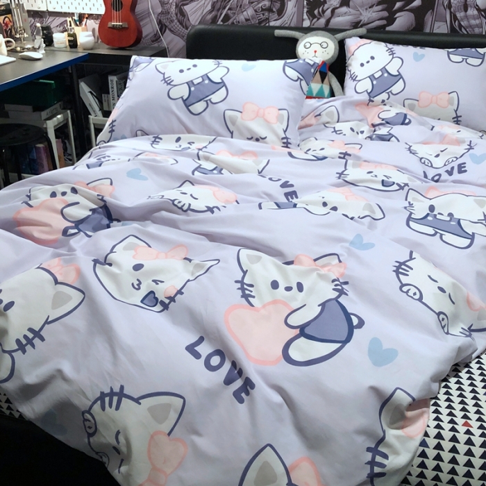 91家纺网 家纺一手货源 找家纺 HL原创 2021新款INS风四件套 可爱猫