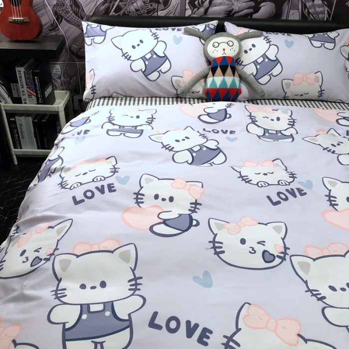 91家纺网 家纺一手货源 找家纺 HL原创 2021新款INS风四件套 可爱猫