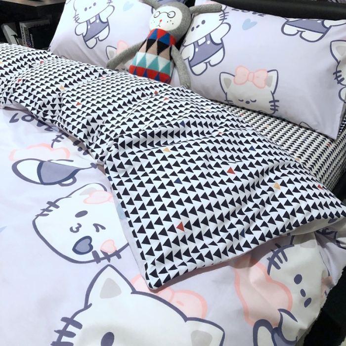 91家纺网 家纺一手货源 找家纺 HL原创 2021新款INS风四件套 可爱猫