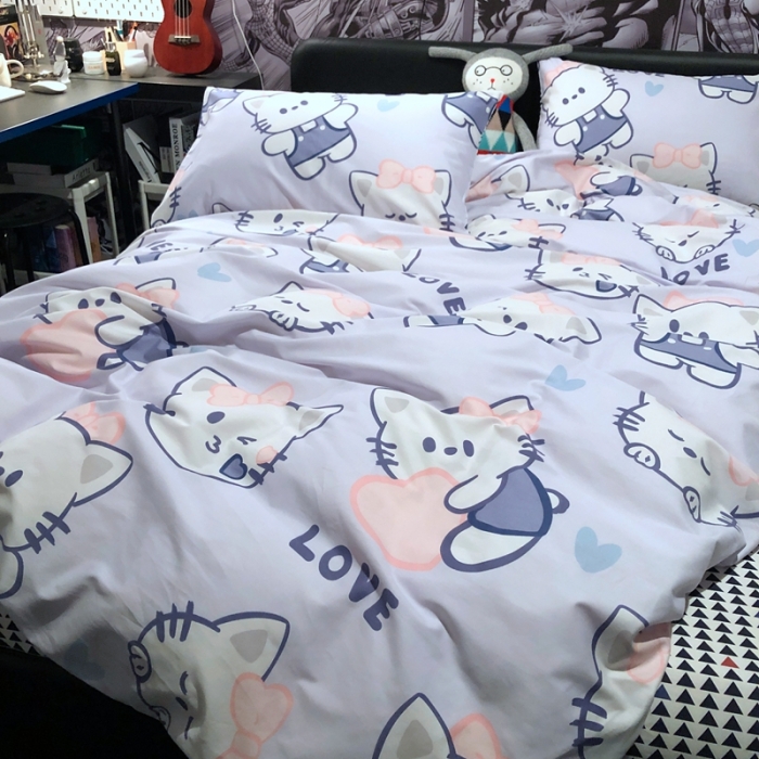 91家纺网 家纺一手货源 找家纺 HL原创 2021新款INS风四件套 可爱猫