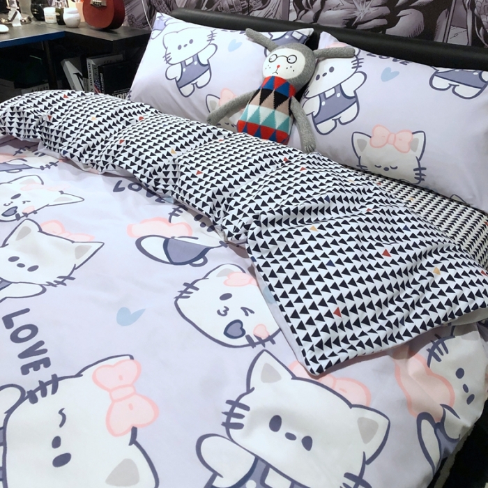 91家纺网 家纺一手货源 找家纺 HL原创 2021新款INS风四件套 可爱猫