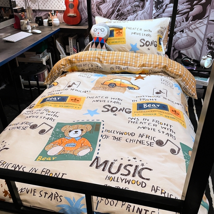 91家纺网 家纺一手货源 找家纺 HL原创 2021新款学生宿舍四件套 涂鸦日记