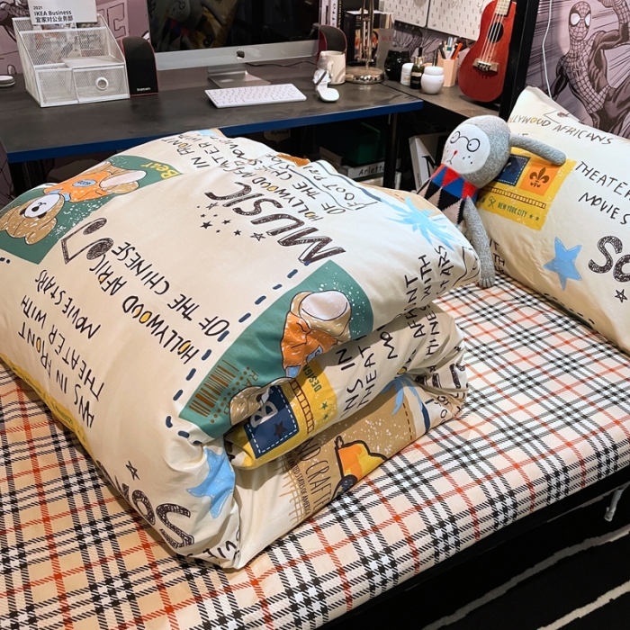 91家纺网 家纺一手货源 找家纺 HL原创 2021新款学生宿舍四件套 涂鸦日记