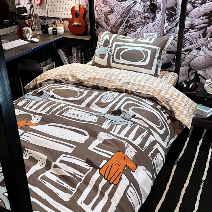 91家纺网 家纺一手货源 找家纺 HL原创 2021新款学生宿舍四件套 汪星人