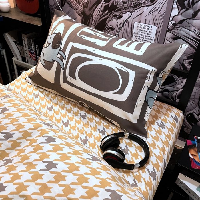 91家纺网 家纺一手货源 找家纺 HL原创 2021新款学生宿舍四件套 汪星人