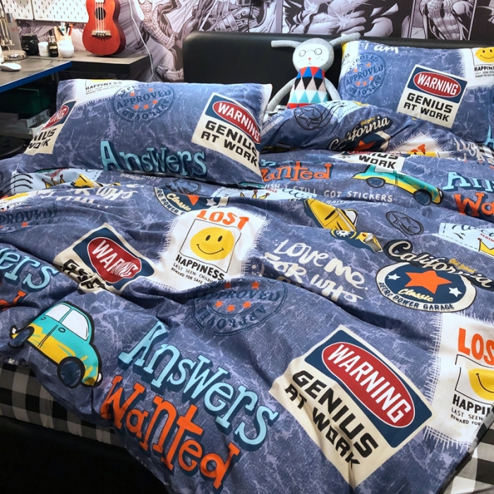 91家纺网 家纺一手货源 找家纺 HL原创 2021新款INS风四件套 酷酷牛仔