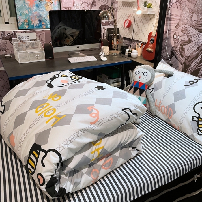 91家纺网 家纺一手货源 找家纺 HL原创 2021新款学生宿舍四件套 幸运龙