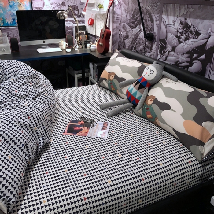 91家纺网 家纺一手货源 找家纺 HL原创 2021新款INS风四件套 迷彩熊