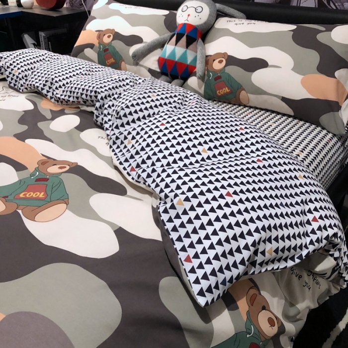 91家纺网 家纺一手货源 找家纺 HL原创 2021新款INS风四件套 迷彩熊