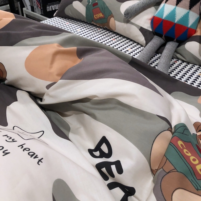 91家纺网 家纺一手货源 找家纺 HL原创 2021新款INS风四件套 迷彩熊