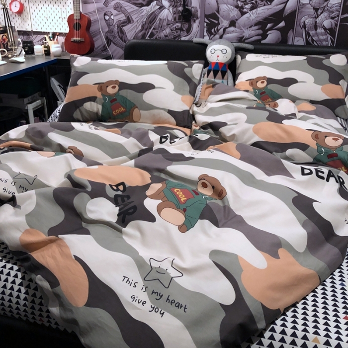 91家纺网 家纺一手货源 找家纺 HL原创 2021新款INS风四件套 迷彩熊