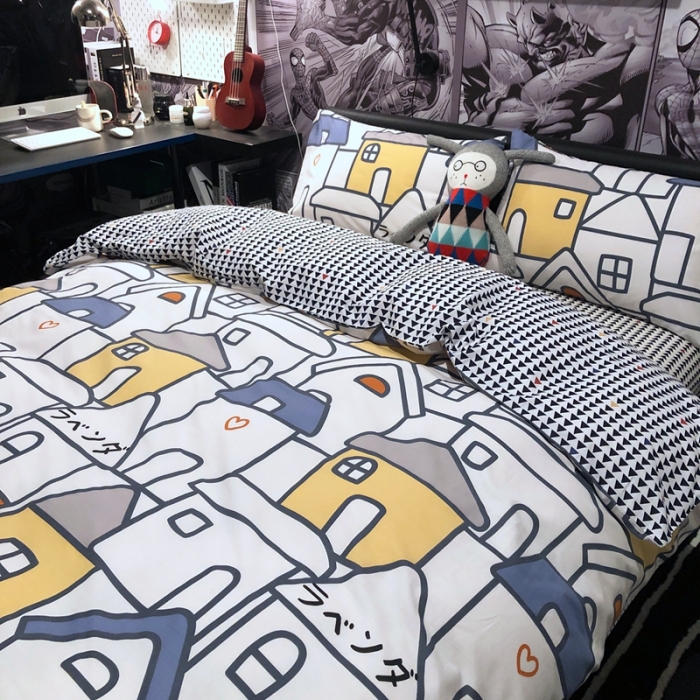 91家纺网 家纺一手货源 找家纺 HL原创 2021新款INS风四件套 暖屋