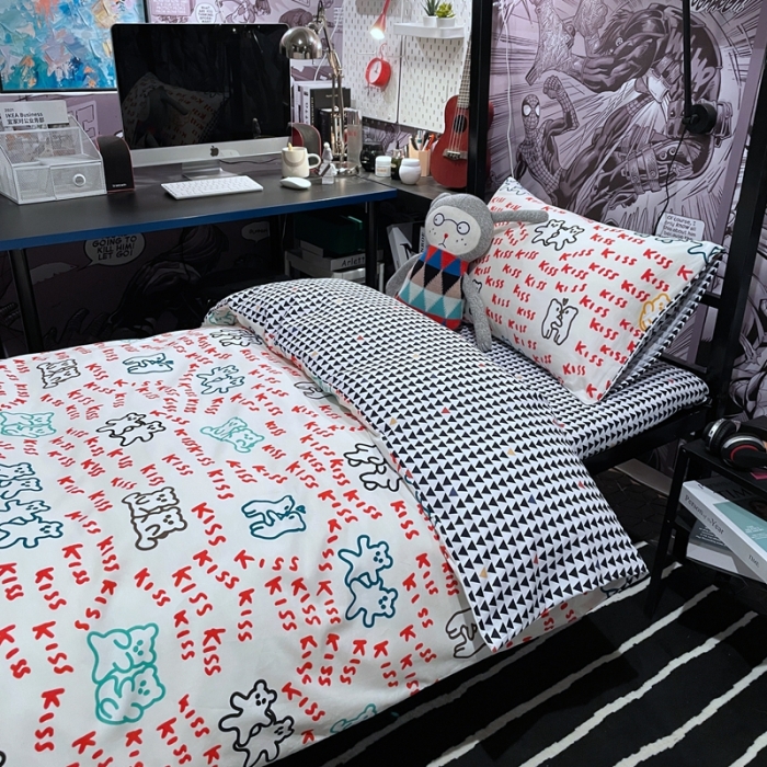 91家纺网 家纺一手货源 找家纺 HL原创 2021新款学生宿舍四件套 好朋友