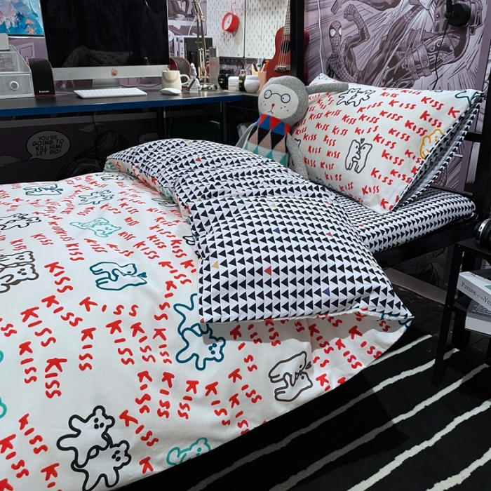 91家纺网 家纺一手货源 找家纺 HL原创 2021新款学生宿舍四件套 好朋友