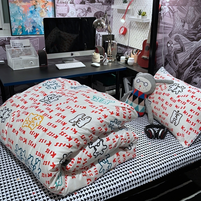 91家纺网 家纺一手货源 找家纺 HL原创 2021新款学生宿舍四件套 好朋友