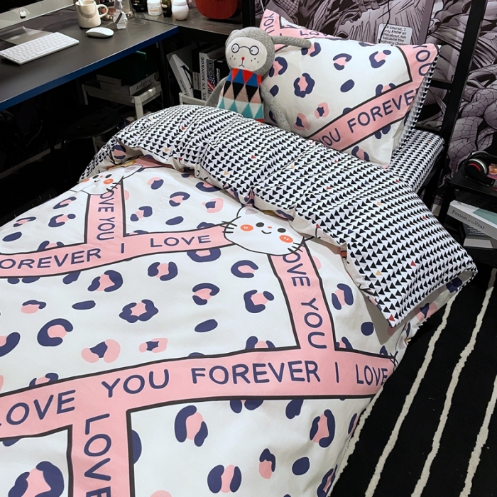 91家纺网 家纺一手货源 找家纺 HL原创 2021新款学生宿舍四件套 凯丽猫咪