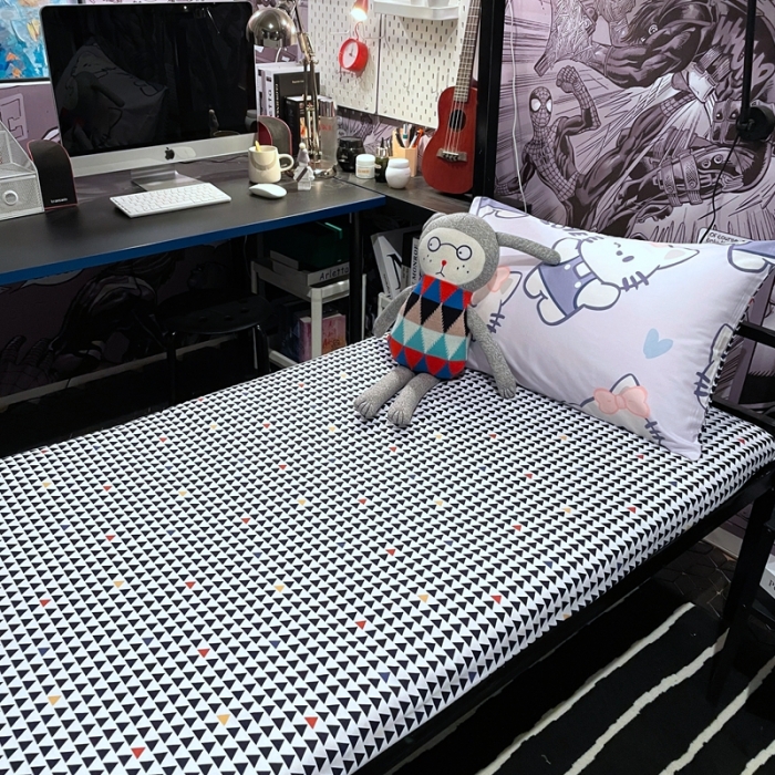 91家纺网 家纺一手货源 找家纺 HL原创 2021新款学生宿舍四件套 可爱猫