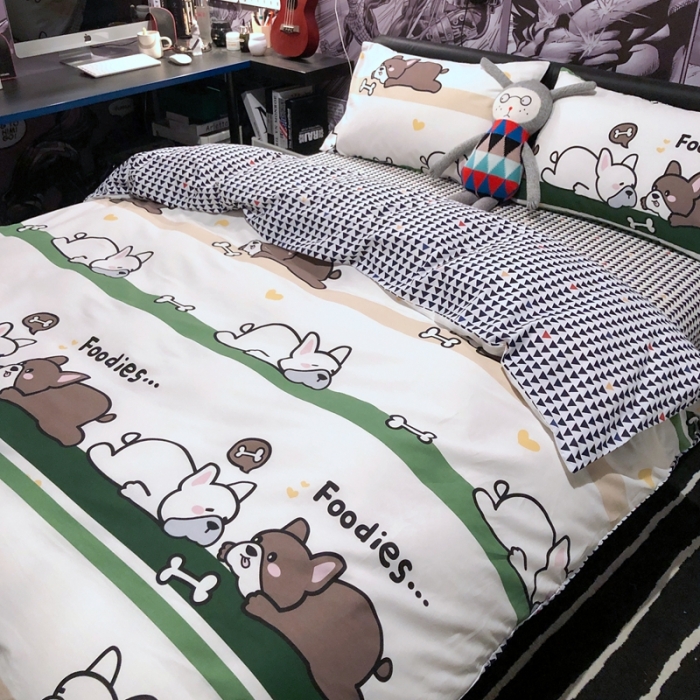 91家纺网 家纺一手货源 找家纺 HL原创 2021新款INS风四件套 亲亲狗