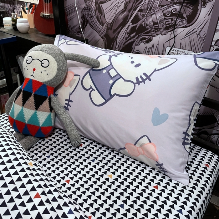 91家纺网 家纺一手货源 找家纺 HL原创 2021新款学生宿舍四件套 可爱猫