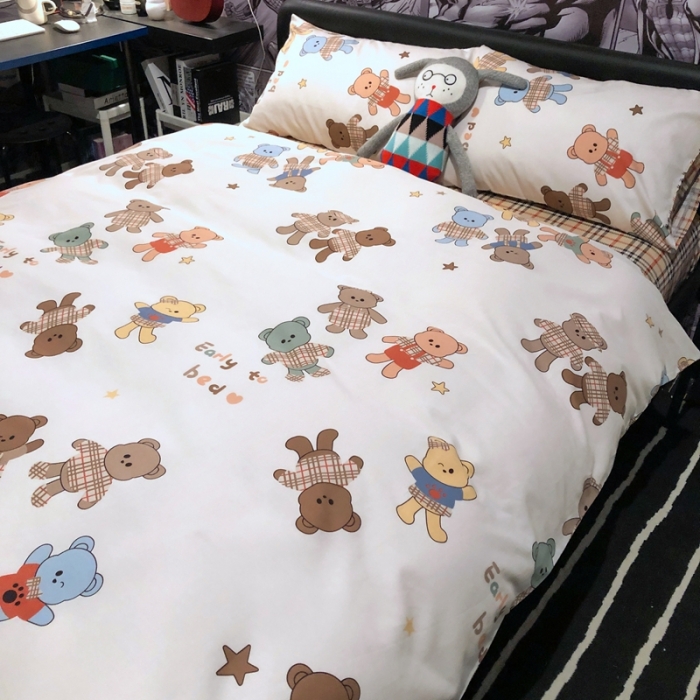 91家纺网 家纺一手货源 找家纺 HL原创 2021新款INS风四件套 曲奇熊