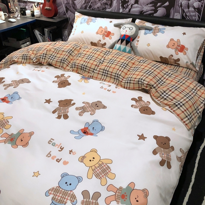 91家纺网 家纺一手货源 找家纺 HL原创 2021新款INS风四件套 曲奇熊