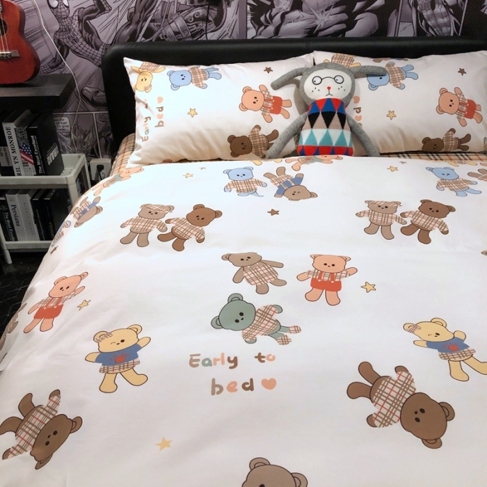 91家纺网 家纺一手货源 找家纺 HL原创 2021新款INS风四件套 曲奇熊